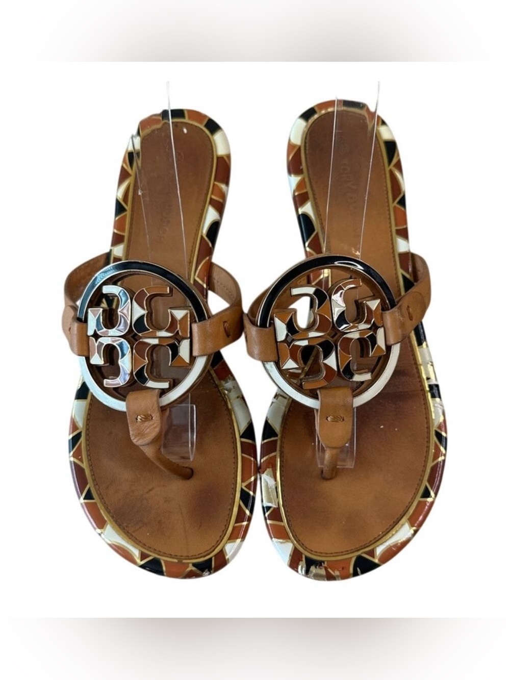 Tory Burch Metal Miller Mosaic Print Sandals 7.5 Rare